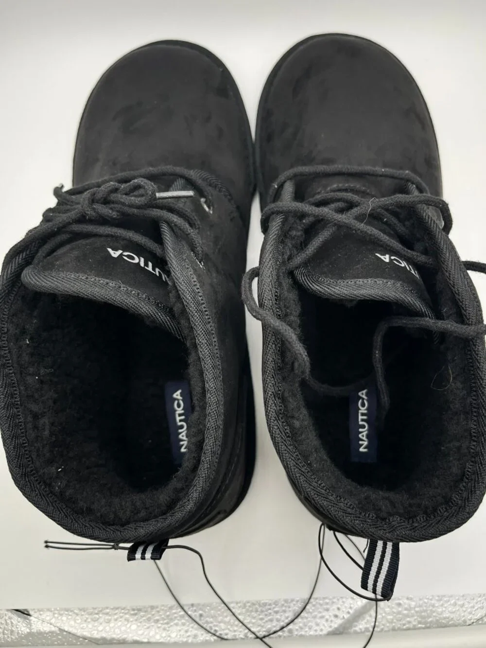 Nautica Men’s Dulverton Lace Slipper Bootie Black Suede Faux Fur Lined Sz 11 NIB